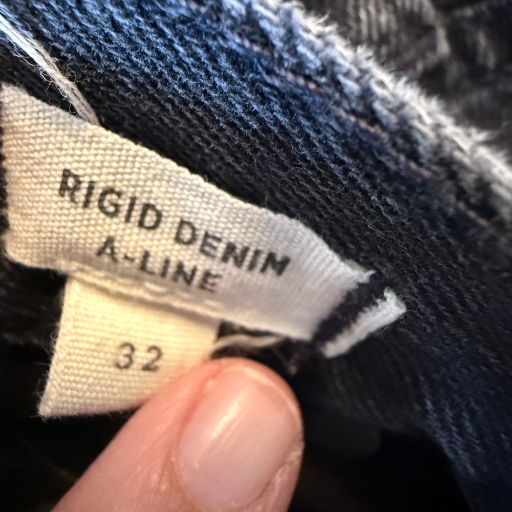 Madewell Black Denim Skirt | Size 14/32 | Button Fly | Raw Hem - Picture 4 of 4